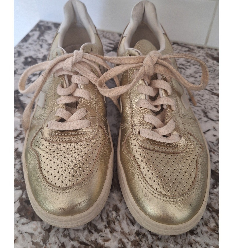 Veja Metallic Gold Leather Low‎ Top Women's Sneakers Shoe Size 37/6